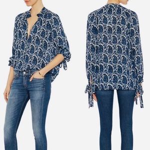 Derek Lam Crosby Intermix Paisley Silk V-Neck Blouse